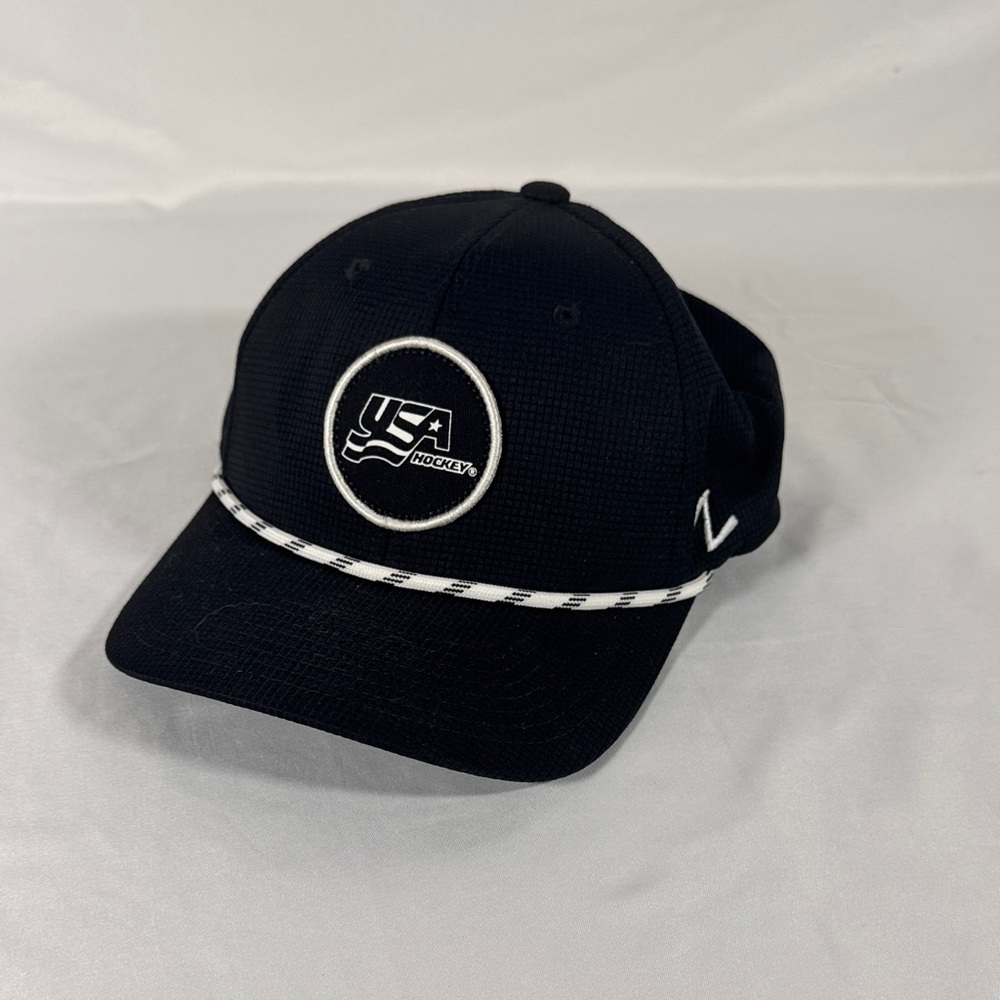USA Hockey Black Rope-Trim Cap